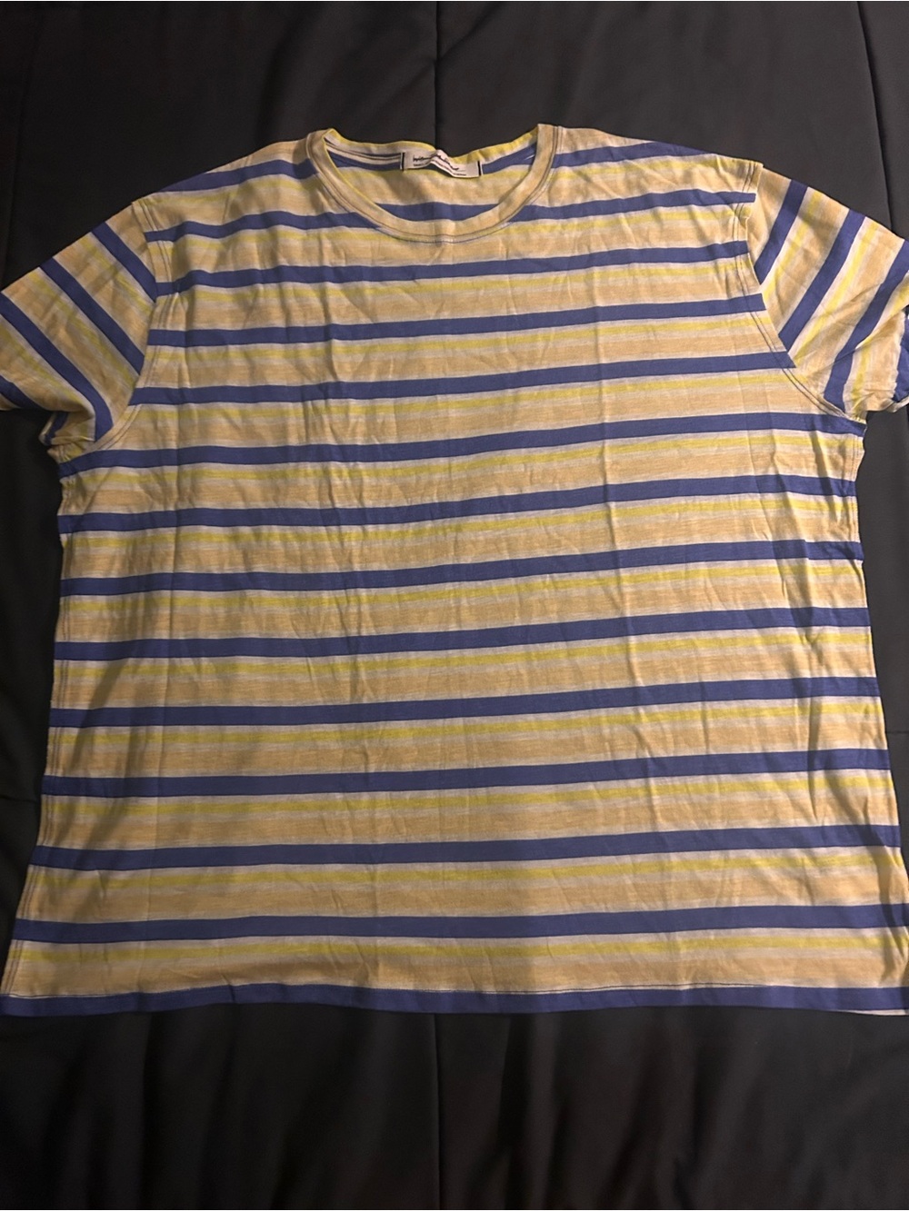 Free People Striped Short Sleeve Tee in Yellow and Blue